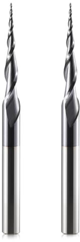 HOZLY R0.25 - Fresa cónica de cabeza CNC (2 unidades, R0.25, vástago de 6 mm, 2 flautas, fresadora de vástago HRC55, 0,25 mm de radio CNC con revestimiento AlTiN para grabado 2D/3D