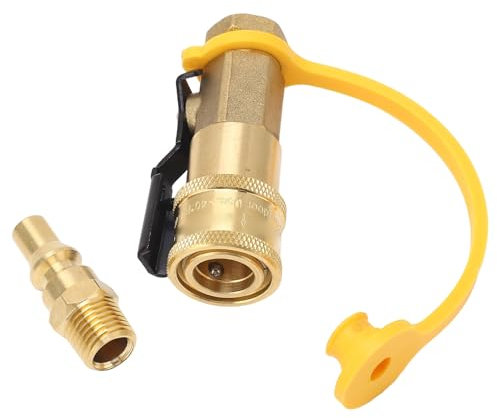 RV-Propan-Absperrventil, Gas-Schnellverbindungsstück, 1/4 Zoll Gas-Schnellverschluss-Adapter mit Absperrventil für Campingkocher, Grillanschlüsse und Schläuche