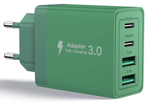 Caricatore USB C Rapido 40W 4-Porto Alimentatore USB Presa multipla Tipo C Ricarica Veloce Spinotto Multiplo Carica Cellulare Spina Caricabatterie per iPhone 16 15 14 13 12 11 Pro Max XS XR 8,Samsung