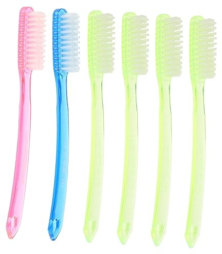 Zahnbürste Extra Hart 6 Stück-pack für Erwachsene mit Großen Köpfen | Nylonborsten, Kunststoffgriff mit Anti Rutsch Design, für Reise und Alltag, zur Täglichen Reinigung