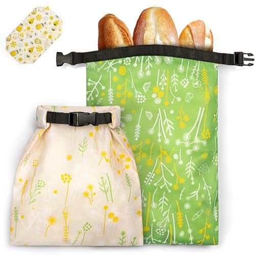 2 Piezas Bolsa Pan 44 * 32,5cm Bolsa de Pan Reutilizables para Almacenamiento Pan Tostado Pan Molde Integral Verduras Frutas Café en Grano Lavables a Máquina Materiales Reciclados con Forro de TPU