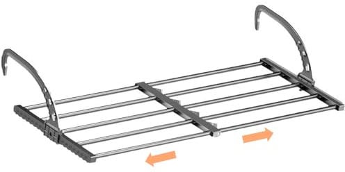UUE Heizkörper Wäschetrockner Edelstahl Wäscheständer 75-120cm Balkonwäschetrockner Ausziehbar Wäschehänger Hängewäschetrockner Klappbar Heizkörpertrockner mit 2 Sockentrockner Wäscheständer