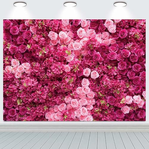 Hnmdmyi 3x2.4m Telón de Fondo de Pared de Flores Rosa Floral Fotografía de Fondo Princesa Niñas Cumpleaños Fiesta de Bodas Aniversario de Novia Ducha Decoraciones Banner Photo Booth Props