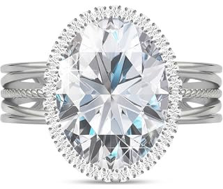 Linawe Verstellbarer Ring Damen Silber Jewelry, Moissanite Damenring Modeschmuck Ring mit Stein, Silberring Fossil Diamant Fingerring, Statement Schmuck Diamond Ring Weißgold