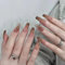 24pcs Long Press on Nails Coffin False Nails Brown Ombre Fake Nails Leaf Stick on Nails Removable Glue-on Acrylic Nail Tips Accessories for Women
