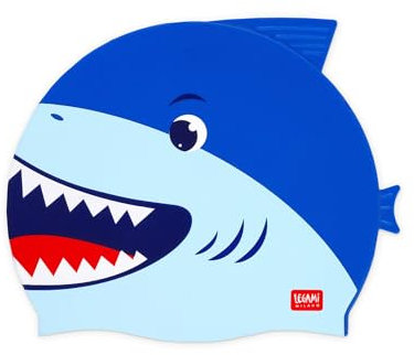 Legami - Cuffia Nuoto, Cuffia Piscina Bambino, Bambini 4-10 Anni, Facile da Indossare, in Silicone, Swimming Cap, Ottima Tenuta, Squalo