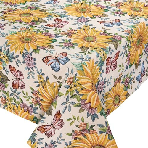Hossner Tischdecke Gobelin Sonnenblumen 130x170 Gobelintischdecke Decke Gelb Unterdecke Sommer Herbst Gewebt Waschbar