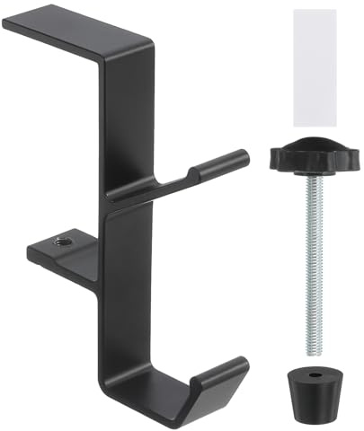 sourcing map Handbag Hanger Desk Hook Desk Mount Bag Holder Adjustable Arm Clamp Backpack Hook for Desk Can Hook Bags, Umbrellas, Keys, Cups, Headphone Holder (Black)