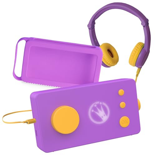 Lunii - Pack de Voyage Ma Fabrique à Histoires + Casque Audio Violet Assorti + 2h30 d'histoires incluses à télécharger (Violette, + Casque Violet + Coque de Protection Violette)