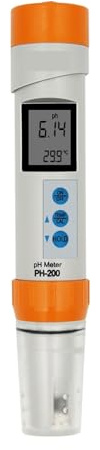 Ph Metre, Ph-mètre numérique PH-200 COM-100 EC TDS, testeur de température avec fonction d'étalonnage automatique, stylo de qualité de l'eau pour l'eau salée, bain à remous, spa, piscine(HM PH-200)