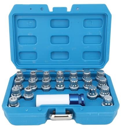 21pcs Wheel Lock Lug Nut Remover Tool Kit with 1/2in Drive Adapter Steel Chrome Plated 36 1 300 for R50 R52 R53