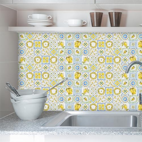 Adesivi per piastrelle adesive squisite 15X240CM, adesivi per piastrelle a forma di limone, per bagno e cucina, adesivi murali autoadesivi in vinile, impermeabili, resistenti all'olio, decorazioni per