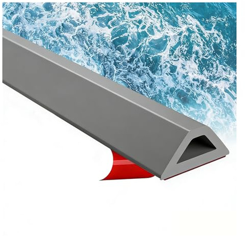 WZERHO Wet Room Floor Barrier,3cm×100cm Shower Tray Sealing Strip, Walk in Shower Water Barrier Strip,Self-Adhesive Silicone Shower Threshold Water Barrier for Kitchen, Bathroom,Floors(Grey)