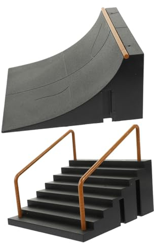 Hohopeti 2 Stück Finger Skateboard Rampe Kunststoff Rampen Fingerboard Skatepark Zubehör für Finger Skateboard Kit Kreatives Hindernis Jungen Mädchen