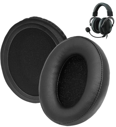 1 Paar Ersatz Ohrpolster für HyperX Cloud Stinger, Cloud Flight, CloudX, Cloud II, Cloud III, Cloud Alpha, Cloud Core, Mix Kopfhörer, Memory-Schaumstoff und Protein PU Leder, Schwarz