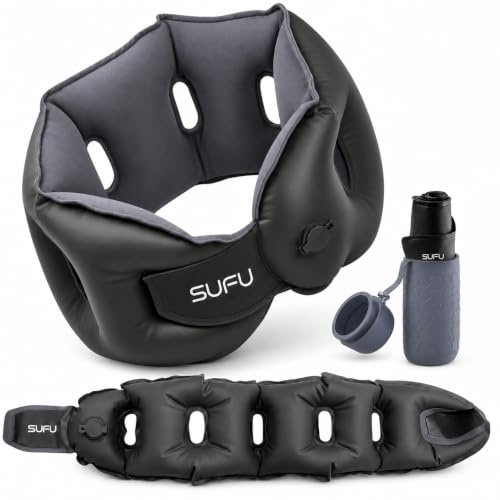 SUFU Travel Neck Pillow Airplane - 360° Full Support, 10s Quick Inflation, Adjustable Firmness, 68g Ultra-Light with Storage Bag, Soft Skin-Friendly for Travel/Camping/Business Trips