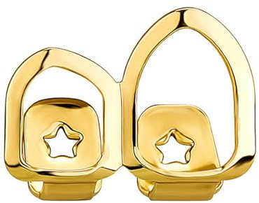 Vertikale Stegzahnkappen HipHop Einzel/Doppelzahn, Gold-color D | Grillzs Caps Top Bottom Grill Zähne Schmuck