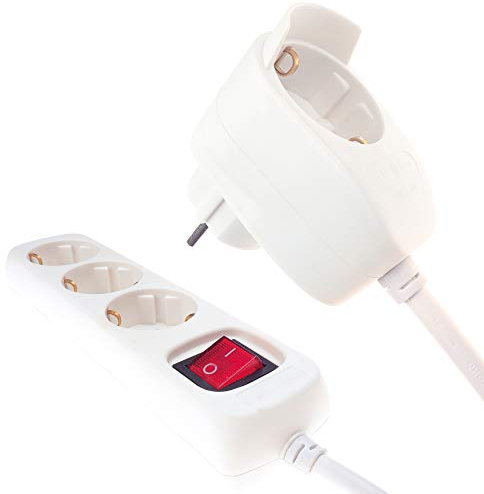 REV Steckdosenleiste PowerSplit - Mehrfachsteckdose 4-Fach (3+1), mit Schalter zum Stromsparen, 3500W, 2m, weiß