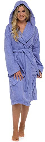 CityComfort Accappatoio da Donna in Spugna, Spugna di Cotone Accappatoio Altamente Assorbente con Cappuccio (M, EU 40-42, Viola con Cappuccio)