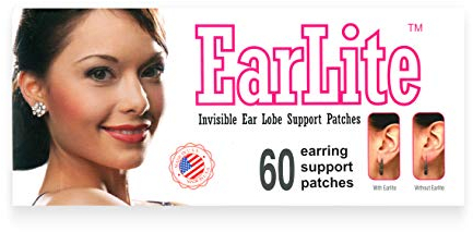 EarLite 60 Unsichtbare Ohrring Ohr-Lobe Wonder Support Patches wasserdichte Patches in ZipLock Pouch ...