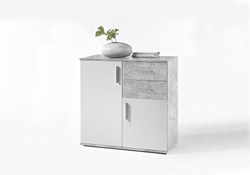 AVANTI TRENDSTORE - Bea - Comò in legno laminato e bianco, disponibile in 2 diversi colori e dimensioni (80x82x35 cm, Grigio-bianco)