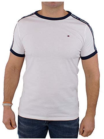 Tommy Hilfiger Herren T-Shirt Kurzarm Rundhalsausschnitt, Weiß (White), L