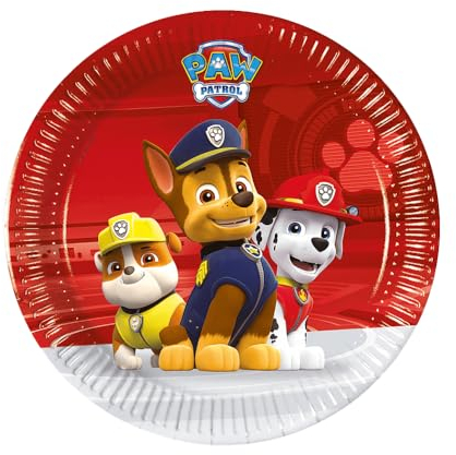 PROCOS -PR89775 Plato listo para la acción de la Patrulla Canina, 20 cm, 8 piezas, multicolor (Ciao Srl PR89775)