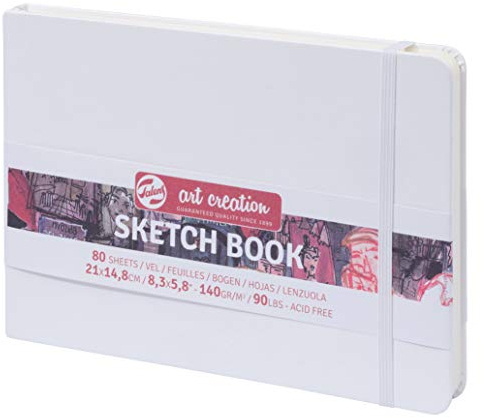Talens Art Creation Skizzenbuch - Weiß 14,8x21 cm - 140 g säurefreies Papier - 80 Blatt - Ideal für Bleistift, Pastell, Acryl, Gouache, Tinte & Holzkohle