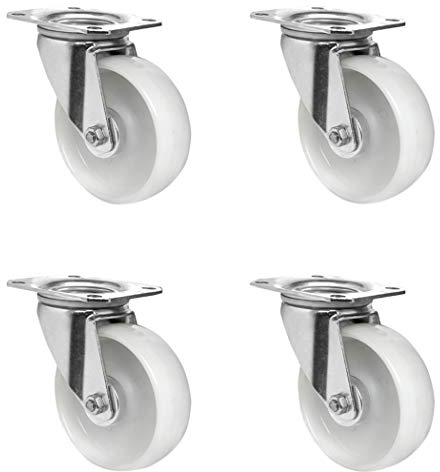 CASCOO SETSBSB100N0N0R1W Rollensatz 4 Lenkrollen, Polyamid, Durchmesser 100 mm, Transportrollen, Kunststoff, Rollenlager, Traglast 450 kg (4-er Pack)