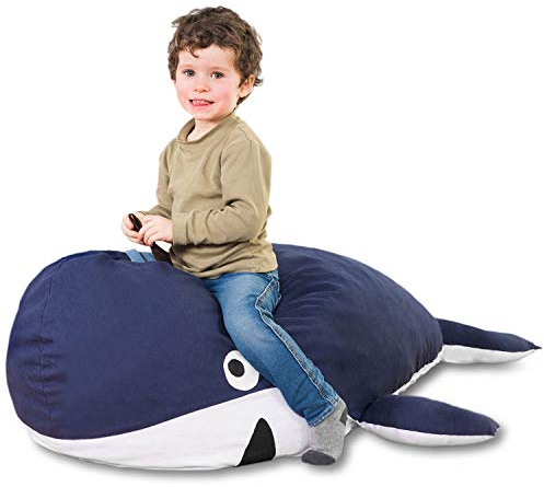 SMOOTHY Kindersitzsack Wal - Tierform Sitzsack für Kinder - Kindermöbel Walfisch Stofftier aus Baumwolle