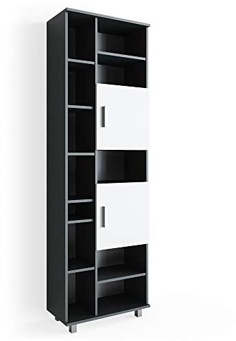 Vicco Badschrank Ilias, Badezimmerhochschrank, Weiß/Anthrazit, 60 x 190 cm