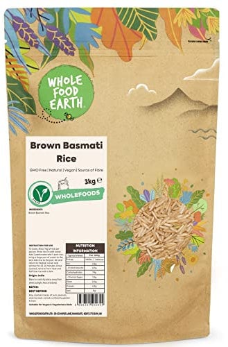 Wholefood Earth Brown Basmati Rice 3 kg | GMO Free | Natural | Source of Fibre