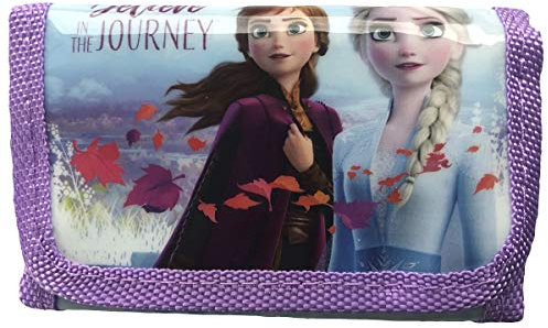 Portefeuille 3 plis Reine des Neiges II brillant violet avec Anna et Elsa