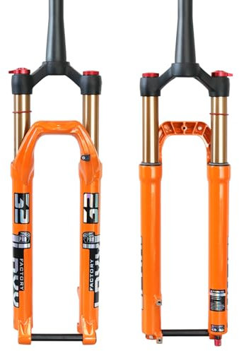 ZTZ【UK STOCK MTB Forks Mountain Bike Suspension Fork 27.5 29 Inch Thru Axle 15mm MTB Air Suspension Fork, Travel 140mm Rebound Adjust 28.6mm Tapered Tube Manual Lockout Aluminum Alloy Orange, 29