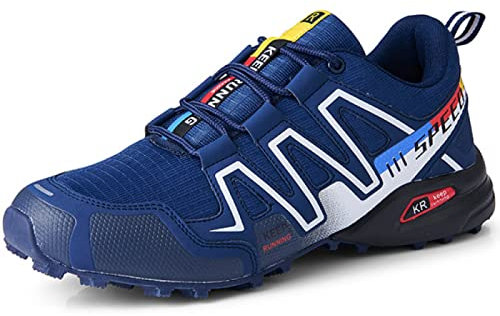 AGYE Fahrradschuhe Herren,rutschfeste Fahrradschuhe Rennrad Mountainbike MTB Schuhe Flat Assisted Sportschuhe,Blue-42