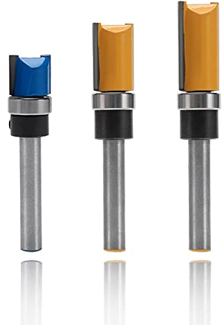 YIXISI 3 Pezzi Punte per Fresa con 6.35mm Codolo, Punte per Router Modello con Profilo a Filo Gambo, 3 Misure