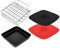 8 inch Square Air Fryer Accessories for Instant Vortex Air Fryer,COSORI,Philips AirFryers,Set of 4,Multi-purpose Double Layer Rack with Skewer,Nonstick Pizza Pan,Silicone Mat