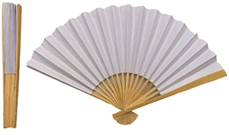 Paper fans Age 3+ | wooden frame | plain white paper fan to decorate & style | pack of 2