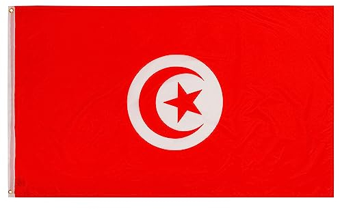 PHENO FLAGS Bandera de Túnez - Bandera tunecina 90 x 150 cm - Bandera nacional resistente a la intemperie para asta - 100% poliéster