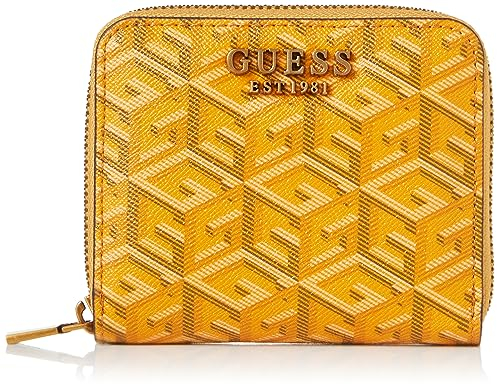 GUESS Laurel SLG Small Zip Around, Bag Women, Logo Jaune, Taille Unique