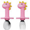 2PCS Cuillere Bebe, Witbicg Fourchette Bebe, Carottes Cuillère Bebe Nourrir Le Bébé, l'Enthousiasme Et Le Plaisir De Manger, Augmenter l'Appétit Convient Aux Bébés Plus 1 An (Short Dinosaure Rose)