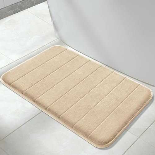 Yimobra Badematte rutschfest, 80 x 50 cm, Super Wasseraufnahme, Dick, Maschinenwaschbar, Leicht zu Trocknen Badezimmerteppich – Beige