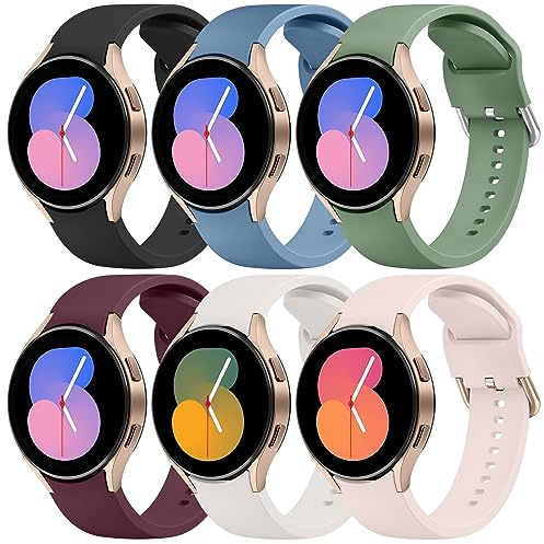 Wanme 6 Stück Armband für Samsung Galaxy Watch 7/6/5/Watch 4 Armband, Silikon Ersatzarmband für Samsung Watch 6/4 Classic/5 Pro/FEfür Damen und Herren