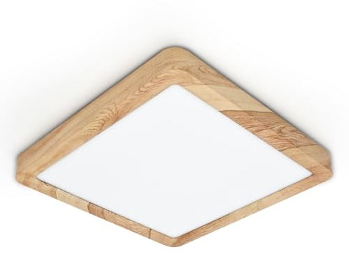 LVL LED-Panel Deckenleuchte Holzmaserung, Nordisch LED-Deckenleuchte Flach Klein Quadratisch für Wohnzimmer, Schlafzimmer, Küche, Flur, Badezimmer, Led Flächenleuchte (18W)