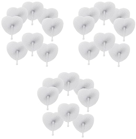 CENPEK 24St Hjärtformade Pappersfläktar Vita Bröllopspappersfläktar Lättvikts Vikbar Pappersfläkt För Gäster Fest Diy Väggdekoration
