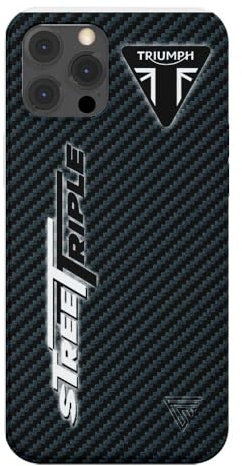 Coque Silicone Souple Transparente pour Apple iPhone imprimée en France, Triumph Street Triple, Carbon (iPhone 12 Pro Max)