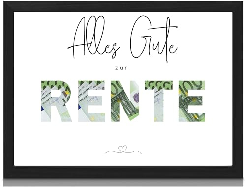 Milaboo® besonderes Geldgeschenk inkl. Rahmen in DIN A5 I Made in Germany I Poster Geschenk mit ausgestanzten Motiven zum Geld hinterlegen (Rente)