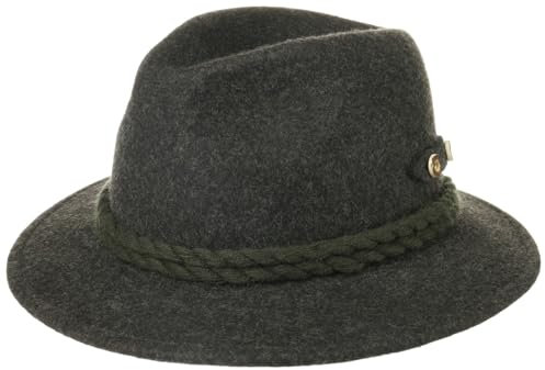 Faustmann Trachtenhut mit Zierknöpfen Herren - Hut aus 100% Wollfilz - Wasserabweisender Filzhut - Einfarbiger Wanderhut - Sommer/Winter anthrazit L (58-59 cm)