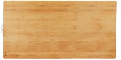 Generic Planche à découper extra large en bambou - 100 x 60 cm - Épaisseur : 1,8 cm - Rectangulaire - Jaune - Réversible - Bois massif - Viande - Légumes - Pain - Fromage