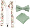 Luxuriöse Herren-Fliege, Einstecktuch und Hosenträger aus Baumwollmischgewebe, Hosenträger mit Fliege und Einstecktuch und cremefarbenem Blumenmuster, Bow Tie: Length 11.5cm. Width: 7.5cm